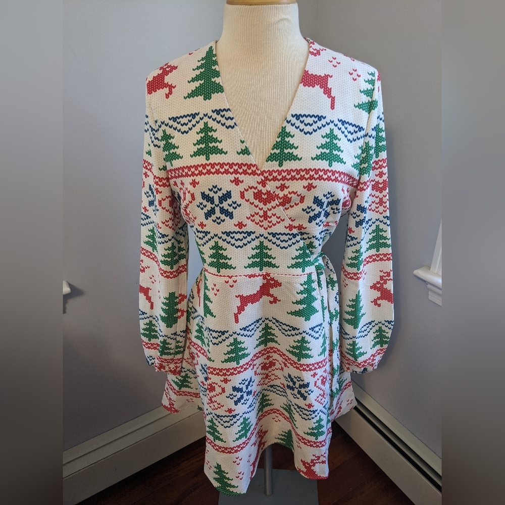 Shinesty fair isle Med wrap dress and men's suit 36*34 pants 50 jacket